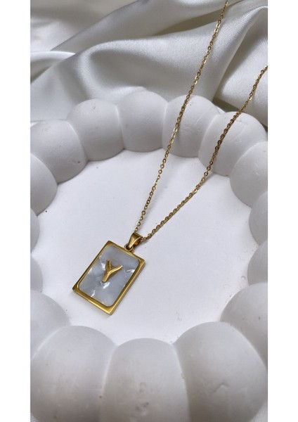Gold Renk Y Harfli Kolye