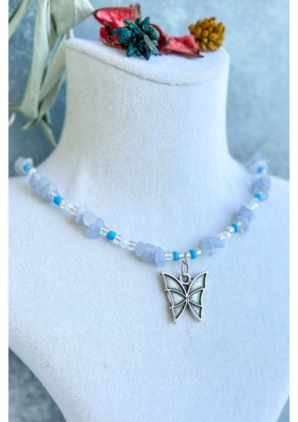 Akuamarin Kırık Tasarım Y2K Fairycore Doğaltaş Kolye fiyatları