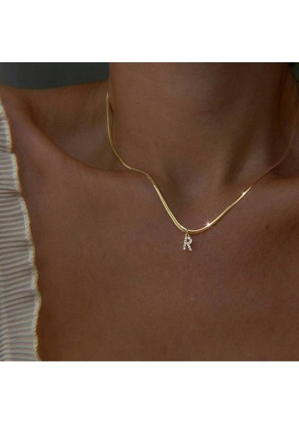 Italyan Zincir Taşlı Harf Çelik Kolye Y