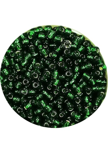 Dökme Cam Kum Boncuk (11/0) 2 mm - 60 Gram - Şefaf Koyu Yeşil - BNC037