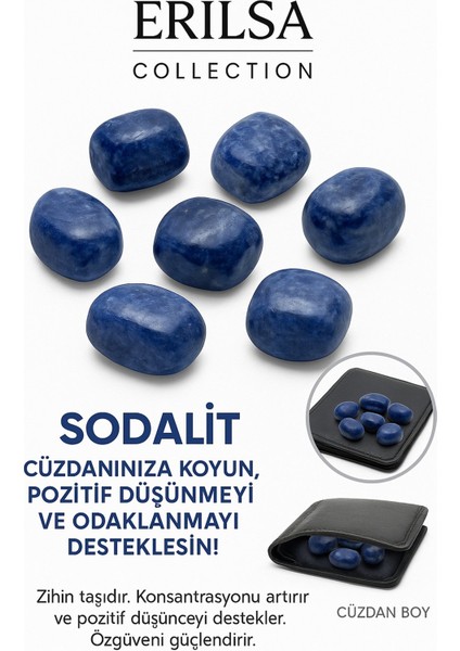 Sertifikalı Cüzdan Boy Sodalit Taşı Kütle - Zihinsel Netlik ve Ifade Gücü Kazandırır