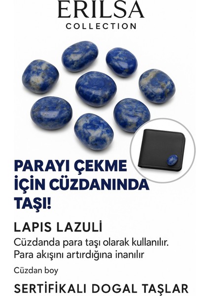 Sertifikalı Cüzdan Boy Lapis Lazuli Taşı Kütle - Bilgelik ve Zihinsel Açıklık Kazandırır