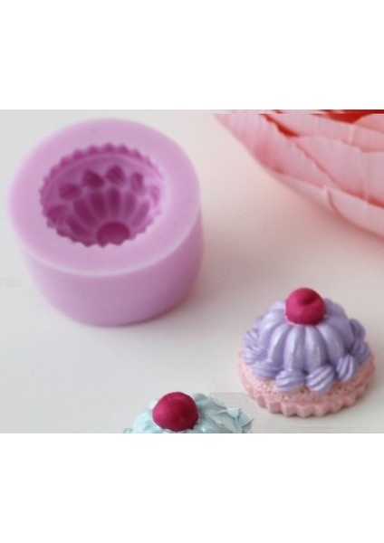 4,5cm Krema ve Kiraz dekorlu Cupcake Silikon Kalıp K-362 fırsatları
