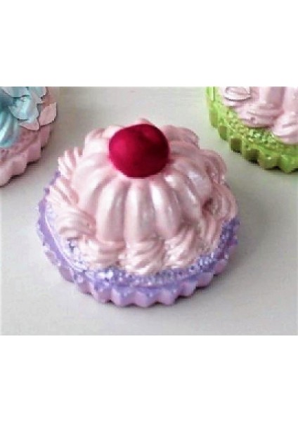 4,5cm Krema ve Kiraz dekorlu Cupcake Silikon Kalıp K-362