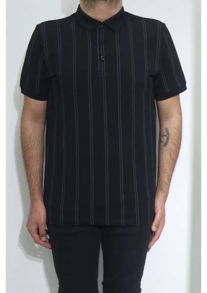 Fistan Store Erkek Çizgili Spor Kesim Rahat Kalıp Polo Yaka T-Shirt