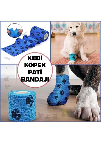 Kendinden Yapışkanlı Elastik Bandaj Köpek Kedi Pati Bandajı Sargısı Koruyucu Sargı Pati Desenli