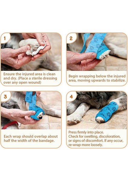 Kendinden Yapışkanlı Elastik Bandaj Köpek Kedi Pati Bandajı Sargısı Koruyucu Sargı Pati Desenli
