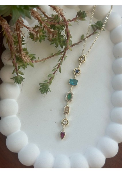 Çelik Renkli Taşlı Yedi Element Kolye Y Kolye fiyatları