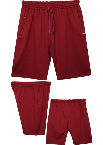 Büyük Beden 110 - 155 Kilo Arası Için Uygun Bedenli Cepleri Nakış Detaylı Likralı Penye Erkek Şortu