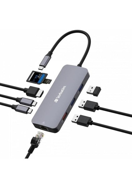 Verbatım Cmh-09 Usb-C Pro 9 Bağlantı Noktalı Dock
