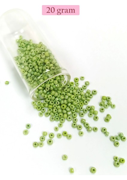 Dökme Cam Kum Boncuk (8/0) 3 mm - 20 Gram - Çimen Yeşili - BNC152