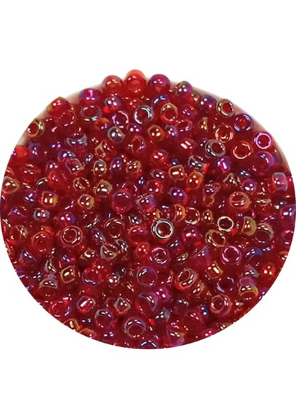 Dökme Cam Kum Boncuk (11/0) 2 mm - 60 Gram - Morlu Kırmızı - BNC063