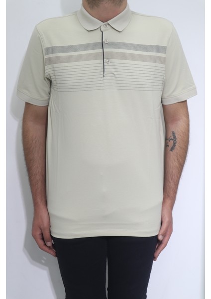 Fistan Store Erkek Desenli Spor Kesim Rahat Kalıp Polo Yaka T-Shirt