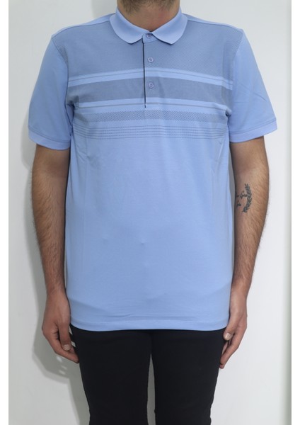 Fistan Store Erkek Desenli Spor Kesim Rahat Kalıp Polo Yaka T-Shirt