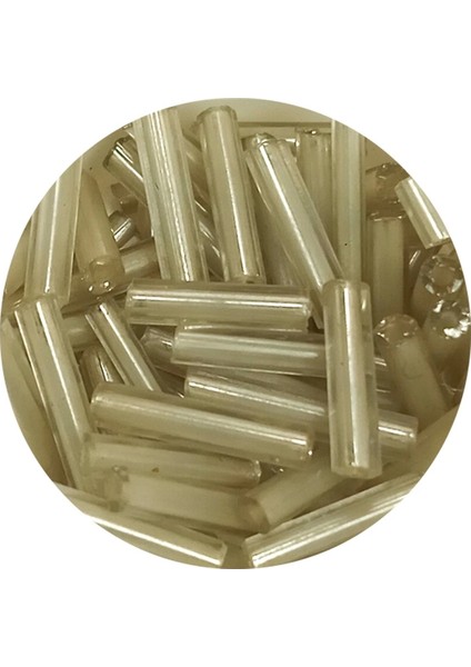 Uzun Boru Kesme Boncuk Çap 2mm Uzunluk 10 mm - 60 Gram - Şeffaf Bej - BNC276