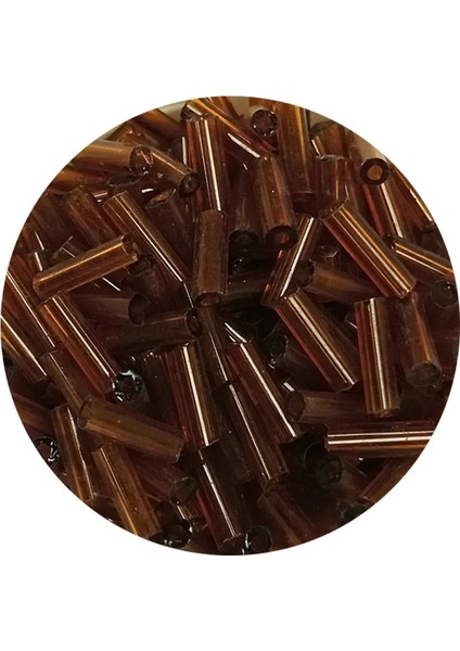 Uzun Boru Kesme Boncuk Çap 2mm Uzunluk 10 mm - 60 Gram - Şeffaf Kahverengi - BNC285