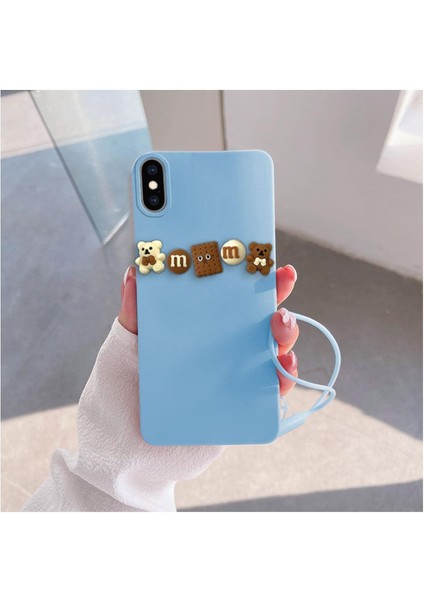 Apple Iphone x Uyumlu Kılıf Love Bear Silikon Kılıf Kahverengi - Açık Mavi