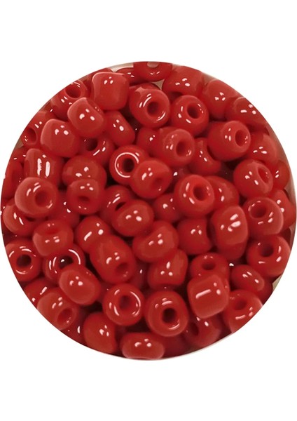 Dökme Cam Kum Boncuk Büyük Boy (6/0) 4 mm - 60 Gram - Koyu Kırmızı - BNC110