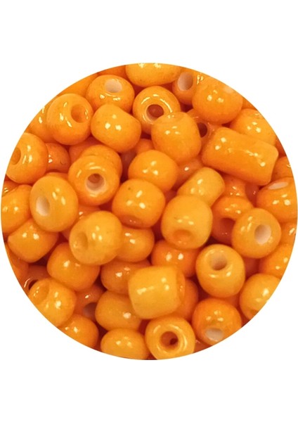 Dökme Cam Kum Boncuk Büyük Boy (6/0) 4 mm - 20 Gram - Açık Turuncu - BNC095