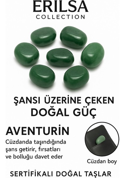 Sertifikalı Cüzdan Boy Aventurin Taşı Kütle - Şans ve Fırsatları Hayatınıza Çeker