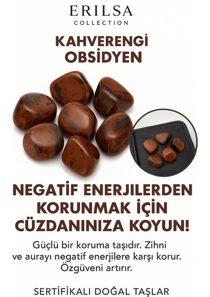 Sertifikalı Cüzdan Boy Kahverengi Obsidyen Taşı Kütle - Içsel Güç ve Duygusal Arınma Sağlar