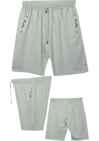 Büyük Beden 110 - 155 Kilo Arası Için Uygun Bedenli Cepleri Nakış Detaylı Likralı Penye Erkek Şortu