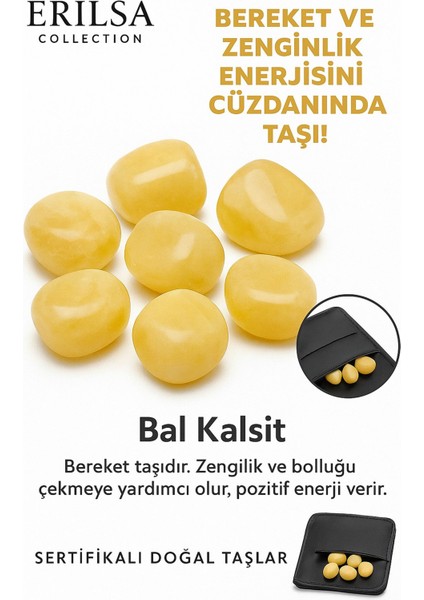 Sertifikalı Cüzdan Boy Bal Kalsit Taşı Kütle - Iç Huzur ve Duygusal Canlılık Kazandırır