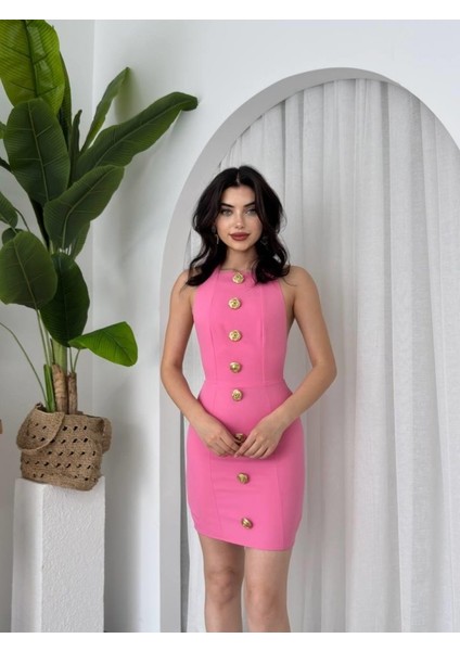 Katalina Gül Düğmeli Elbise