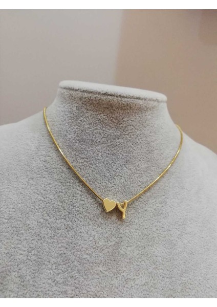 Kadın Gold Çelik Zincirli Kalpli Harf Kolye, Baş Harf Kolye fiyatları