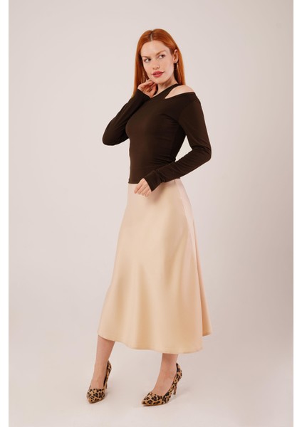 Omuz Dekolte Detaylı Kahverengi Bluz fiyatları