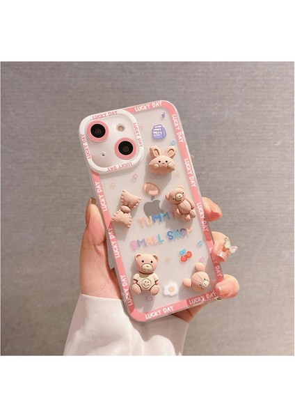 Apple Iphone 14 Uyumlu Kılıf Bear And Rabbit Silikon Kılıf Kahverengi modelleri