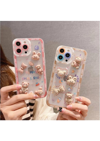 Apple Iphone 14 Uyumlu Kılıf Bear And Rabbit Silikon Kılıf Kahverengi fırsatları