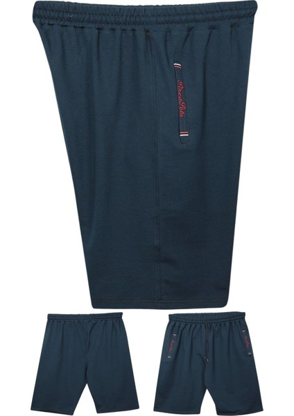 Büyük Beden 110 - 155 Kilo Arası Için Uygun Bedenli Cepleri Nakış Detaylı Likralı Penye Erkek Şortu fiyatları