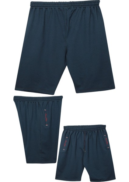 Büyük Beden 110 - 155 Kilo Arası Için Uygun Bedenli Cepleri Nakış Detaylı Likralı Penye Erkek Şortu modelleri