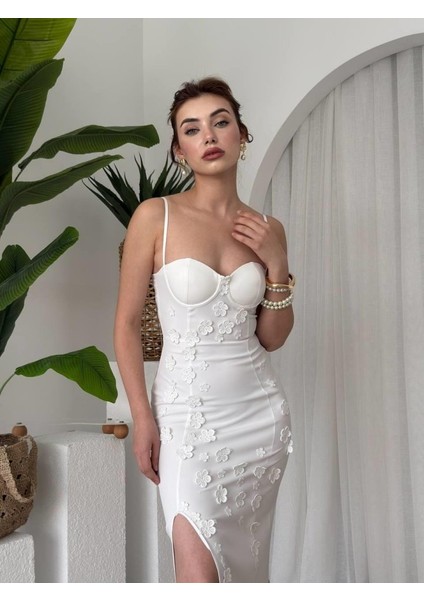 Stor Gül Detaylı Elbise