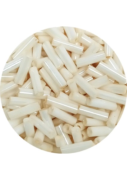 Uzun Boru Kesme Boncuk Çap 2mm Uzunluk 10 mm - 60 Gram - Açık Krem - BNC298