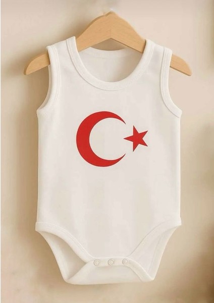 Türk Bayrağı Bebek-Çocuk Kolsuz Zıbın