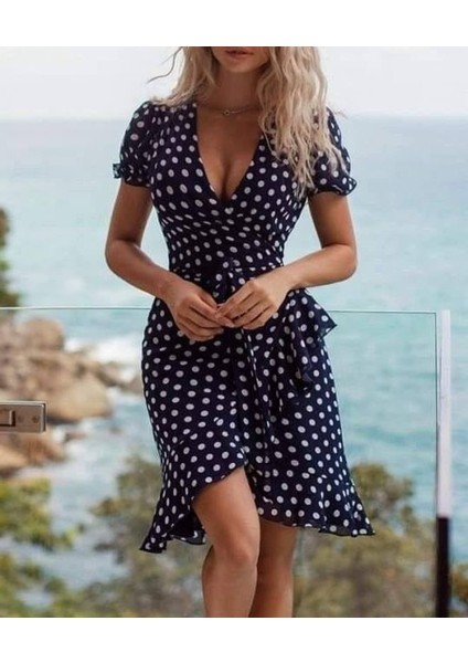 Puantiyeli Plaj Elbisesi