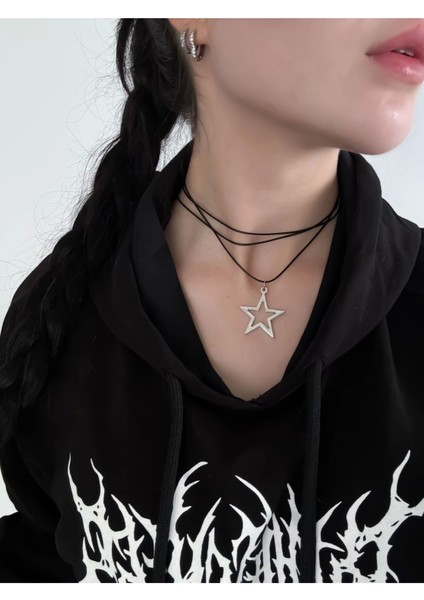 Y2K Dolamalı Yıldız Kolye Choker Boyunluk