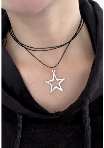 Y2K Dolamalı Yıldız Kolye Choker Boyunluk