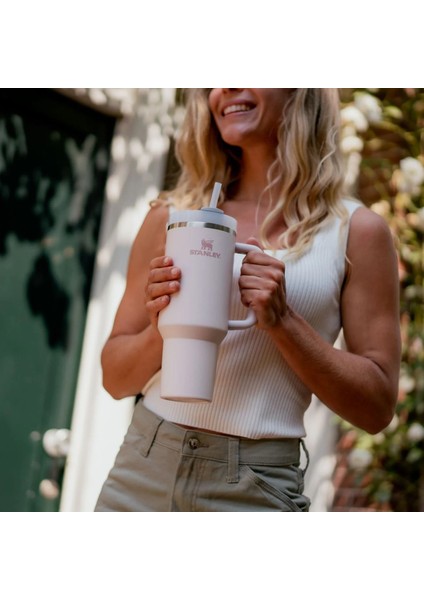 The Quencher H2.0 Flowstate™ Tumbler 40 Oz | Rose Quartz Pipetli Termos 1,18 Litre