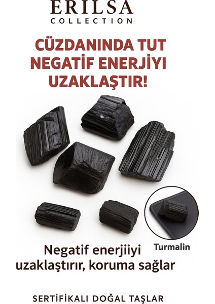 Sertifikalı Cüzdan Boy Ham Turmalin Taşı Kütle - Negatifliği Bloklar ve Koruma Sağlar