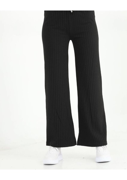 Kadın Bol Paça Ribanalı Beli Lastikli Dekoratif Bağcık Detaylı Pantolon indirimleri