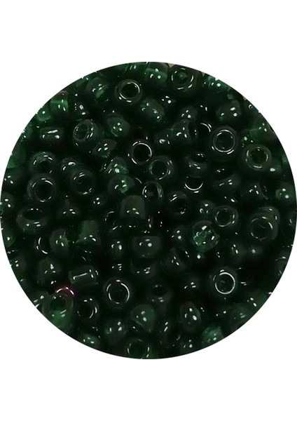 Dökme Cam Kum Boncuk (8/0) 3 mm - 20 Gram - Şeffaf Koyu Yeşil - BNC155