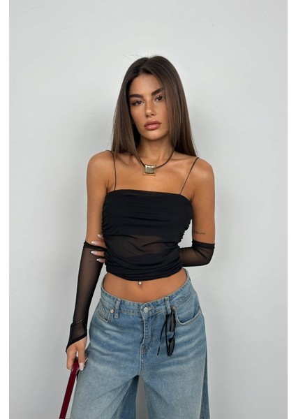 Kolluk Detay Askılı Tül Bluz fiyatları