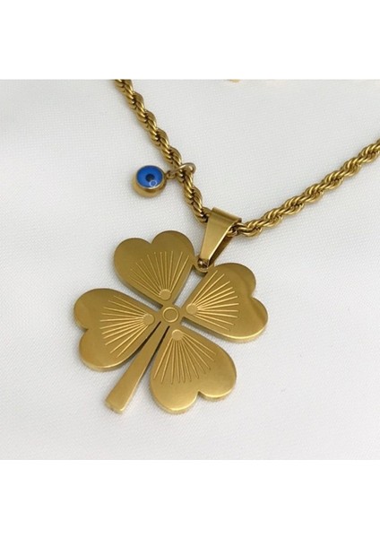 Kararmaz Yonca Kolye Burgu Zincir 60CM Kuyumcu Model Kolye, Kadın Kolye , Gold Yonca Kolye fiyatları