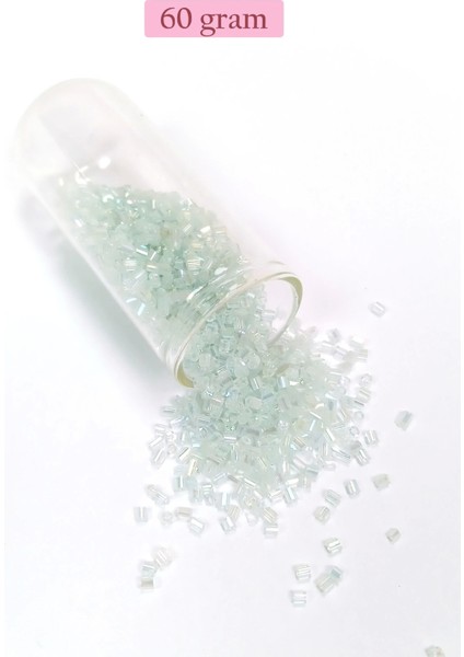 Kesme Cam Boncuk 2mm - 60 Gram - Şeffaf Beyaz - BNC368