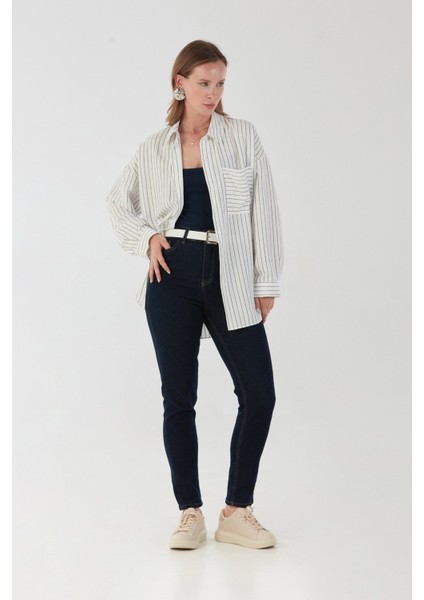 Arkası Uzun Çizgili Cepli Gömlek fiyatları