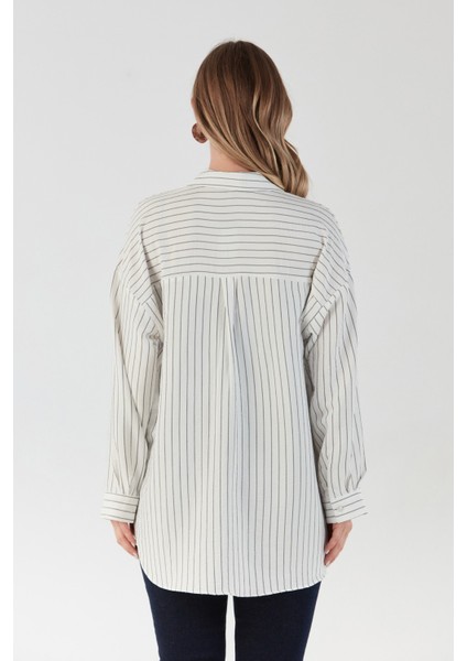 Arkası Uzun Çizgili Cepli Gömlek fırsatları