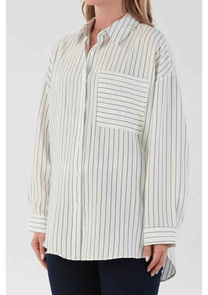 Arkası Uzun Çizgili Cepli Gömlek indirimleri